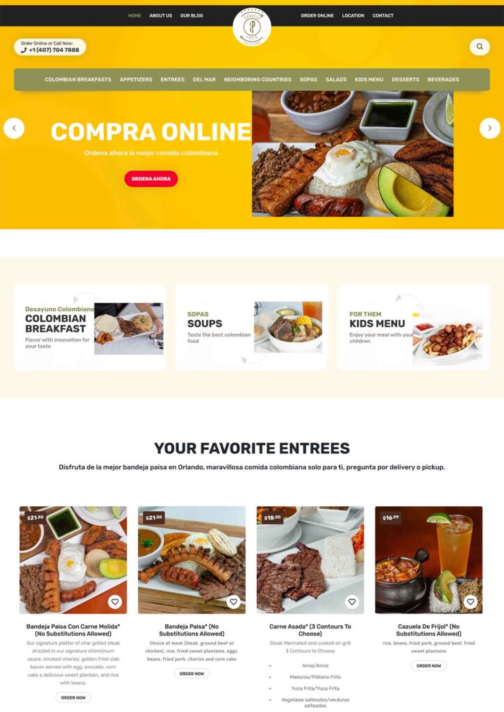 bandeja paisa orlando web para restaurantes